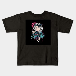 cartoon-character-young-japanese-woman-carrying-umbrella Kids T-Shirt